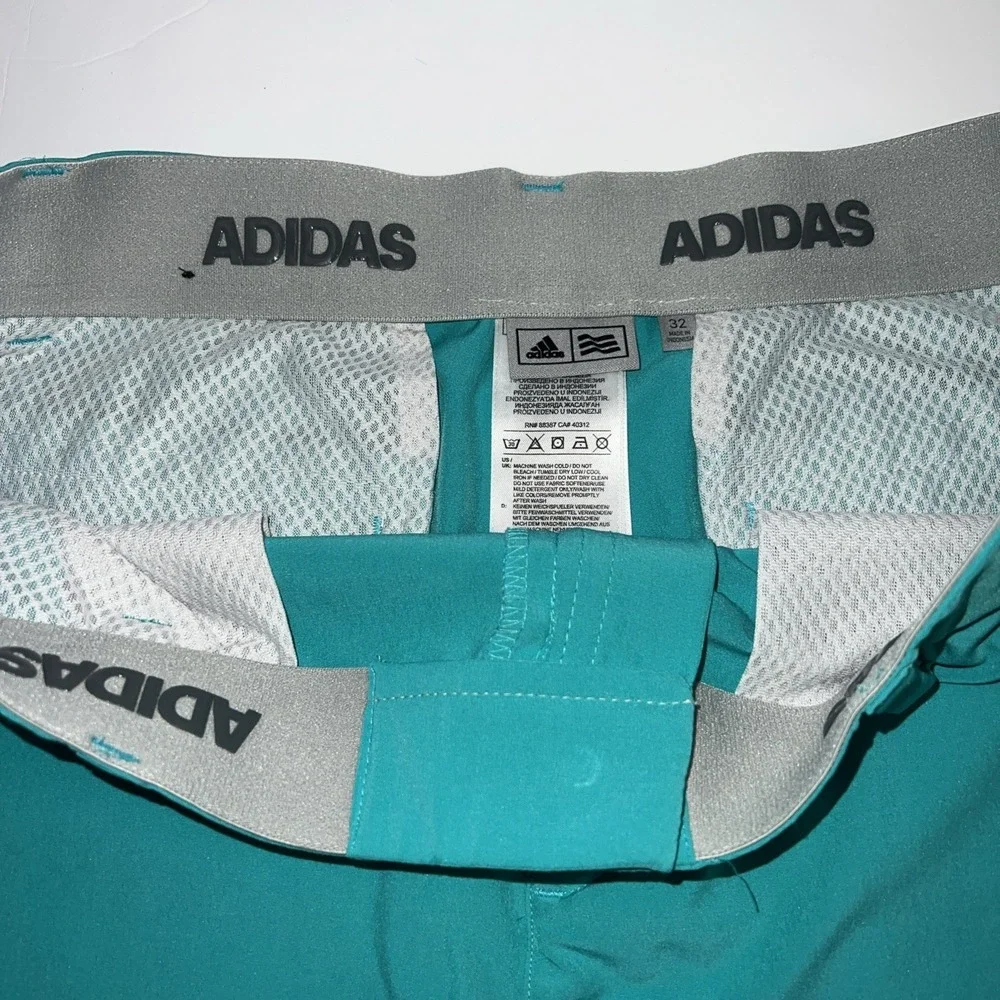 Adidas‎ Golf Mens Size 32 Spell Out Stretch Flat Front Golfing Chino Shorts Teal